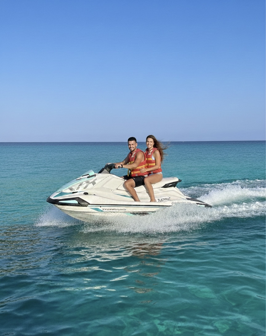 Groupe dans les eaux turquoise